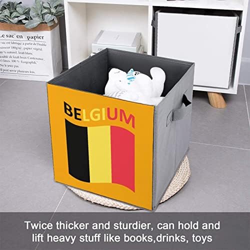 Zastava države Belgija PU Koža Skladišna od skladišta Canvas Cube Organizator košara s ručkama