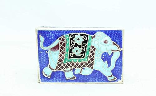 Rajasthan Gems Handmade Trinket kutija 925 Sterling Silver Slephant stare emajl boja Cloisonne - 9