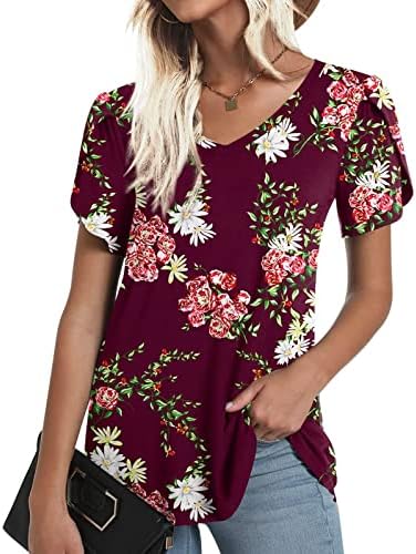 Teen Girls Loot Fit Top Ljeto Jesen kratki rukav 2023 odjeća V vrat pamuk grafički lounge bluza majica za žene