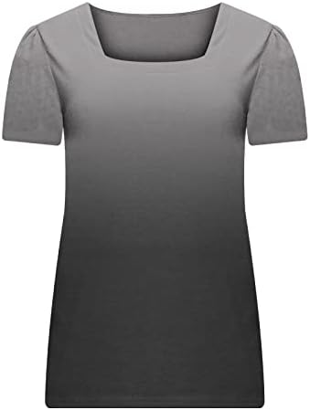 Annhoo Juniors Shirts Gradient Print opušteno Fit bluze Tshirts kratki rukav ovratnik kvadratni vrat Lounge Shirts 2023 XL