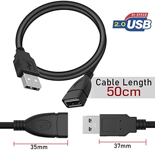 Saitekch IT 4 Pack kratki USB 2.0 produžni kabel, USB 2.0 A mužjak za ženski USB produžni kabl velike brzine - crni