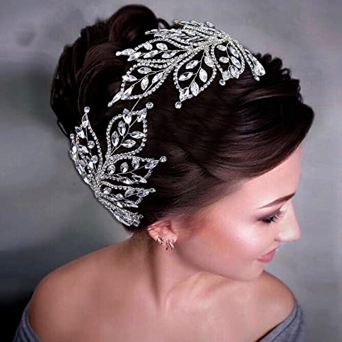 WONRLUA vjenčanje pokrivala za glavu za mladu, Rhinestone Bridal traka za glavu vjenčanje Hair Accessories za mladenke