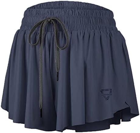 GSKS Womens 2 u 1 Flowy WorkString kratke hlače visoki struk Atletički trkački salon za suknje Ljeto udobna dnevna odjeća