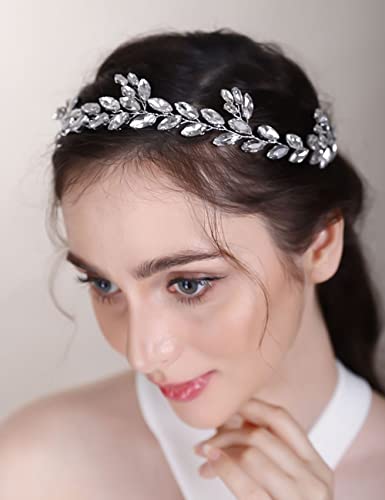 Chargances Bride Wedding Rhinestone Hair Vine Bridal Royal Blue Hair Piece Crystal Headband Hair Accessories For Women and Girls
