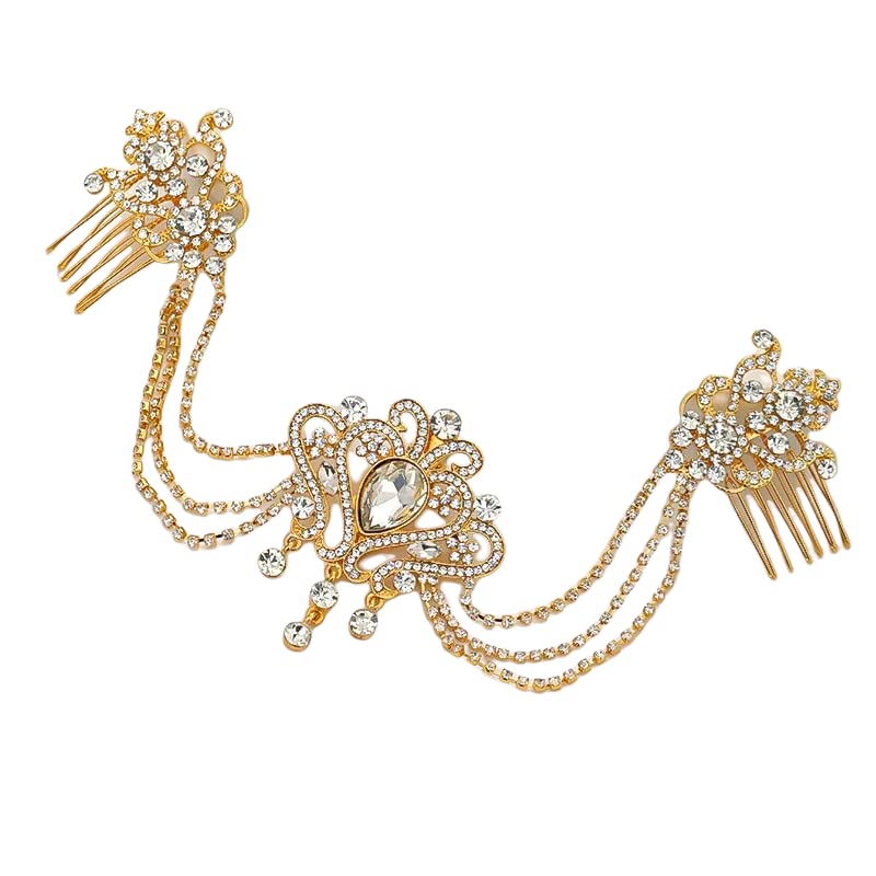 Rhinestone crystal Tiara Hair Chain traka za glavu za žene, nevjesta & Vjenčanja, Hair Accessories sa češljem za princezu, Party boho