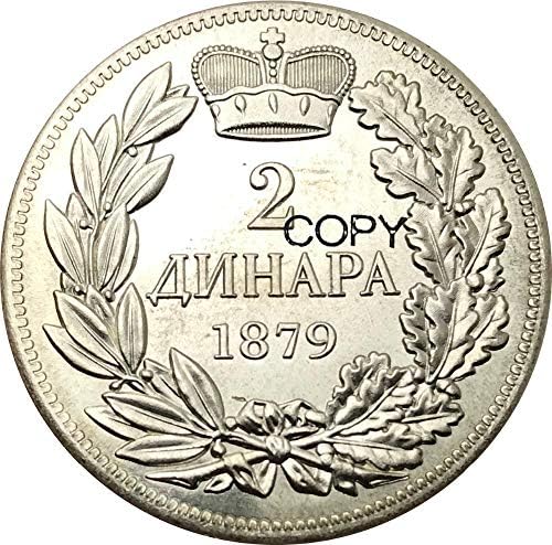 Srbija Milan Obrenovic IV 2 Dinara 1879 Cupronickel pozlaćene kovanice
