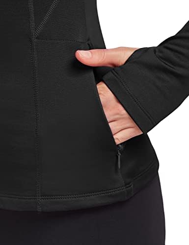 Baleaf ženske termo flis Tops Dugi rukav atletska košulja za trčanje sa rupicama sa džepom sa patentnim zatvaračem za hladno vrijeme