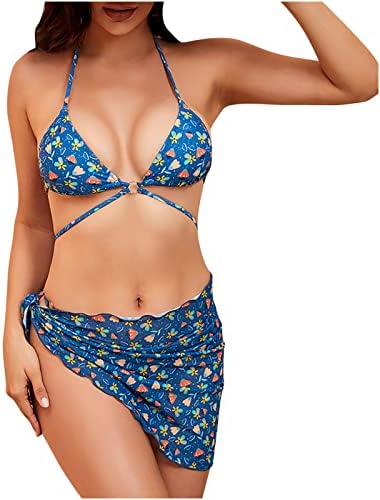 RUZIYOOG ženski bikini set bikini set zavojno kokir Trokut Bikini kupaći odijela s plažom pokrivaju kupaće kostime