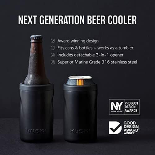 Huski Beer Cooler 2.0 | NOVO | Premium može i držač za boce | Trostruki izolirani marine od nehrđajućeg čelika | Odvojivi 3-u-1 otvarač