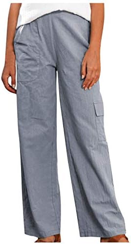 Ženske baggy teretne pamučne pantalone casual lagane prozračne ljetne hlače meke udobne džepove zaklopke