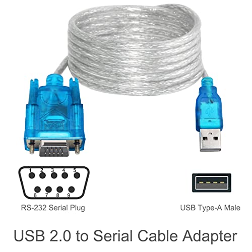 Dkardu USB do serijskog RS232 DB9 adapter, USB 2.0 za serijski kabel 9 pin muški adapter sa čipsetom RS-232 Converter Checset, Windows