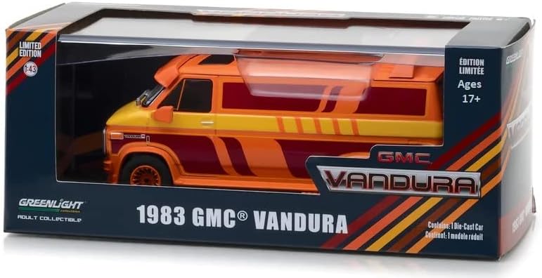 Greenlight 86327 1983 GMC Vandura Custom-narandžasta sa prilagođenom grafikom 1 / 43 Scale Diecast