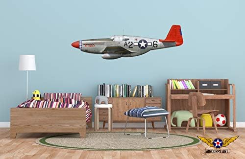 Aircorps Art P-51c Mustang crveni rep My Buddy Airplane Profil Zidna umjetnost Decal | Poklon za dječake i pilote | WWII Aviation
