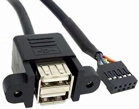 Anrank 50cm Dual USB 2.0 Tip ženske do matične ploče od 9pin zaglavlje kabela sa vijčanom pločom