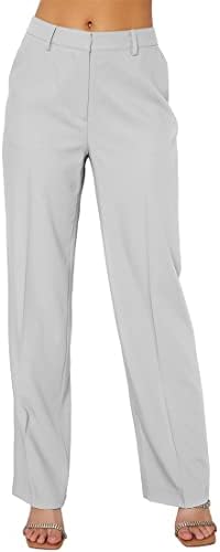 Ebifin ženske solidne odijele Hlače Poslovne casual pantalone Ravne noge Haljine hlače sa džepovima Radne slabe