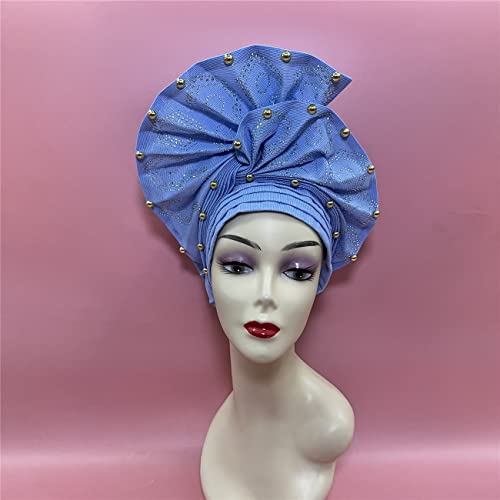 QliHut Luksuzni Nigerijski Aso Oke Headtie Već Je Afrički Headtie Žene Headbands Head Wrap Turban Kapa Auto Gele Headties Femme Headscarf