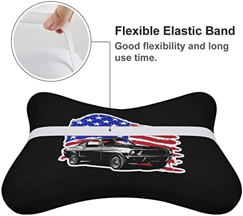Mišićni automobil sa američkim zastavom Jastuk za auto mekani automobil za glavu glava jastuk jastuk jastuk jastuk 2 pakovanje za